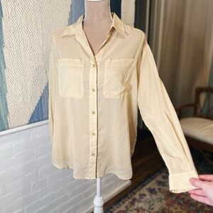 Liz Claiborne LizSport 100% Cotton Semi Sheer Lightweight Button Up